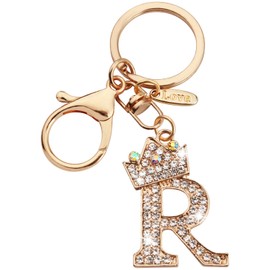 [Looking] Women Keychain Cute Stylish Alphabet Key Ring Pink Initial Letter Reel Strap Tassel Purse Backpack Charm, Sparkly R