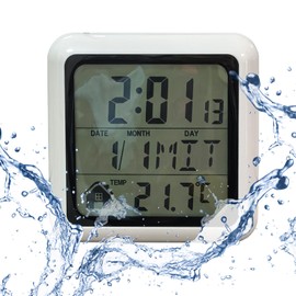 LFGKeng Digital Bathroom Waterproof Wall Clock, Indoor Kitchen Clock with Suction Cup, Plastic Frame, Flexible Choice for Hanging Or Standing, Modern Silent Small Wall Clock for Living Room