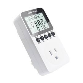 KETOTEK Electricity Usage Monitor Plug Digital Watt Meter Electrical Power Consumption Meter LCD Display Energy Voltage Amps Meter Socket Overload Protection 1800W