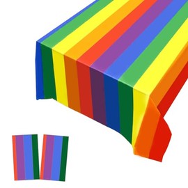 2 Pack Plastic Tablecloths Disposable Plastic Table Covers Table Cloths Christmas BBQ Picnic Birthday Wedding Parties Xmas TableCloth Oil-proof Table Cloth Thin Rainbow Table Cover 54 x 108 In