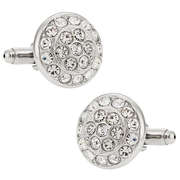 Cuff-Daddy Crystal Round Cufflinks with Presentation Box