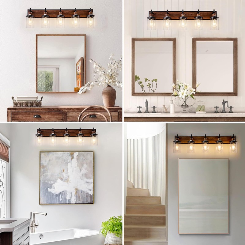 Lanhall 5-Light Farmhouse Bathroom Light Fixtures Vintage Bathroom Vanity Lights