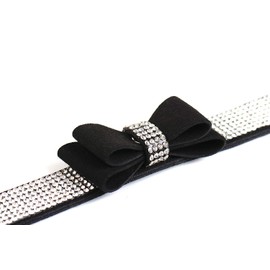 BONAWEN Rhinestone Dog Collar, Cute Dazzling Sparkling Soft Suede Leather Dog Cat Rhinestone Collar Crystal Diamond Puppy Collar(Black,XS)