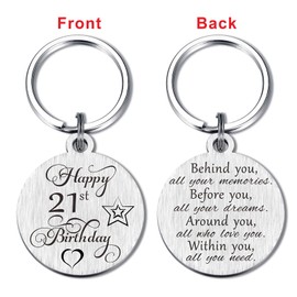 Laluminter 21 Year Old Birthday Gifts for Women Men - Happy 21st Birthday Keychain Party Favors Decorations for Her Him Girls