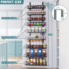 Eastherry Over The Door Pantry Organizer，9-Tier Over The Door Organizer with Adjustable Basket，Metal Hanging Pantry Organizers and Storage for Kitchen, Back of Door Seasoning Rack (Black)