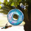 Topadorn Bird Feeder Fly Through Mosaic Round Stained-Glass Birdfeeder, Outdoor
