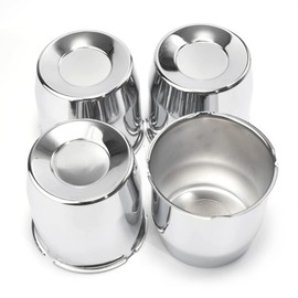 GTownWorks 4Pcs 4.25 inch Wheel Center Caps Fit 4.25" Center Bore Truck Trailer RV SUV Wheels Rims, Carbon Steel Chrome Silver Push Through Hub Covers