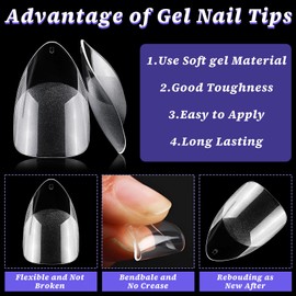 240pc Stiletto Gel Nail Tips Short Fake Nails Clear Press ons Nail, Short Stiletto Nails Tips Acrylic Nails Extension Soft Gel Nails Tip Full Cover Pointy False Nail Clear Artficial Fingernails