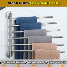 Alise Swing Out Towel Rack,Folding Hand Towel Bar 6 Bars Arm Towel Holder Towel Hanger for Bathroom Wall Mount,Space Saving Towel Rail,GDL8006-LS SUS304 Stainless Steel Brushed Nickel