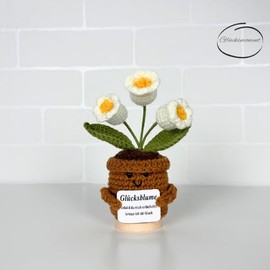 Glücksmoment - The Original | Handmade Crochet Flower | & Lucky Charm | Comfort Dispenser, Motivation & Anti-Stress | Pocket Hug, Courage, Soul Comforter | Emotional Support