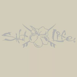 Salt Life Decal - 12" Medium Surface Mount Sticker - Hibiscus & Boards  - Silver