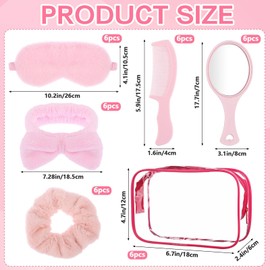 36Pcs Sleepover Party Supplies for Girls Skincare Headband and Wristband Set Sleepover Party Favors,6 Pink Spa Headb 6 Pink Sleep Eye Mask 6 Velvet Hair Scrunchies 6 Organzer Bags 6 Mirrors 6 Combs