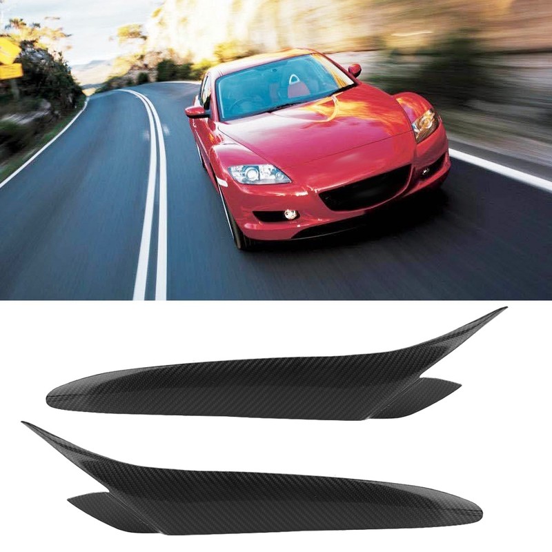 1 Pair Car Real Carbon Fiber Headlight Eyebrow Eyelid Trim