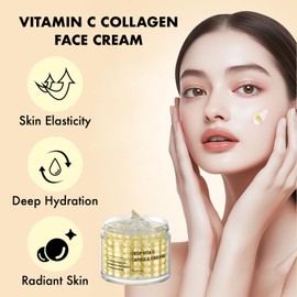 Vitamin C Capsule Cream, Face Moisturiser with Vitamin C, Collagen Jelly Cream for Radiant Glow, Lightweight Hydrating Cream for Dull Skin