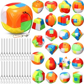 Syhood 24 Pieces Brain Teaser Puzzles for Adults Mind Game Toys Set, 3D Plastic Unlock Interlock Puzzle, Cube, Ball, Barrel, Interlocking Sensory Educational Toys for Mind, Iq, Logic Test