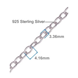 10.5 Inch 3.4mm Wide Extra Large Length Sterling Silver Oval Link OPEN CABLE/Belcher Chain Anklet/Ankle Bracelet/Ankle Chain - 925 Sterling Silver - 10.5" Inch/27 cm - 3.0 Grams