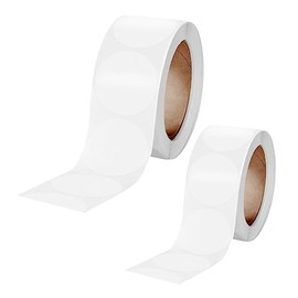 KALLORY 2rollos Adhesivos Redondos Para Embalaje De Etiquetas Transparentes Resistentes y Adhesivas