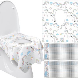 100 Pcs Toilet Seat Covers Disposable for Kids Toddler Extra Large Paper Potty Seat Cover Individually Wrapped Portable Toilet Training Liners for Travel Toilet Seat Covers Public Restrooms (Unicorn)