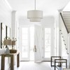 VILUXY Drum Fabric Pendant Light Farmhouse White Chandelier Double Drum