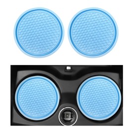 Ohleats 2PCS Car Cup Holder Coaster, Honeycomb Waterproof Embedded in Ornaments Coaster, 2.75'' PVC Car Anti Slip Cup Holder Insert Coaster, Universal Car Accessories for Most Cars (Light Blue)