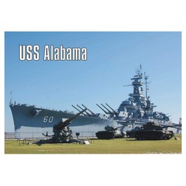 USS Alabama, BB-60, Mobile Alabama, AL, South Dakota-class Battleship, US Navy Travel, Souvenir, Refrigerator, Locker Gift Magnet, 2 x 3 Fridge Magnet