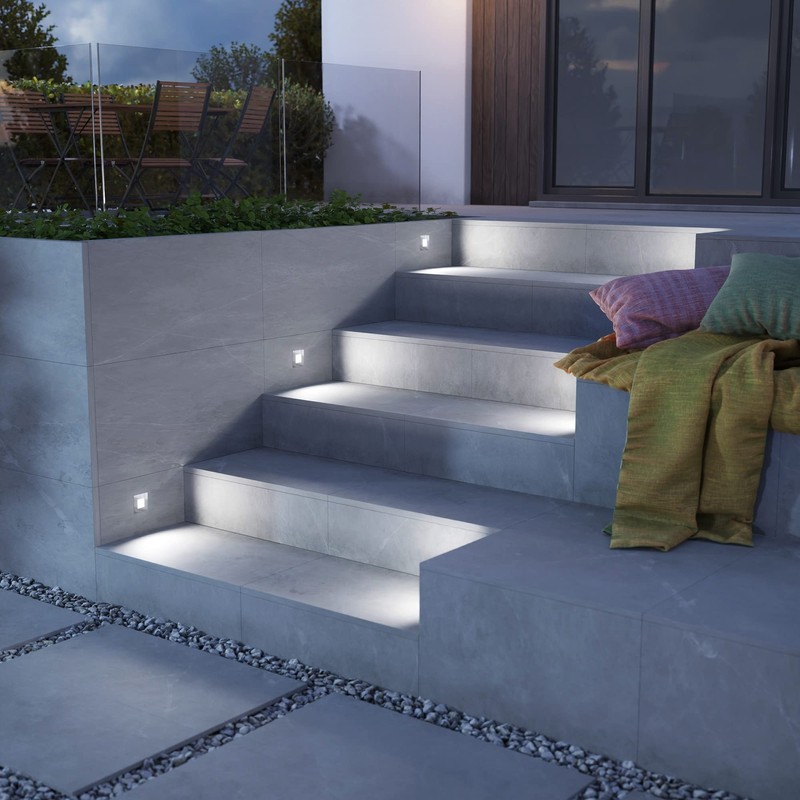 ledscom.de LED stair light, FEX stair lighting, square, 8.5 x