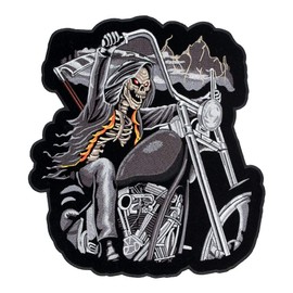 Grim Reaper On A Motorcycle Patch, Large Size