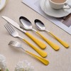LKTDYMEG 20-Piece Yellow Silverware Set 18/0 Stainless Steel Silverware Set