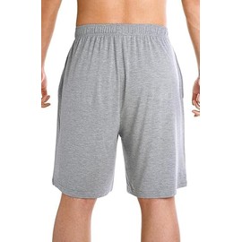 Men's Pajama Shorts with Pockets Lightweight Knit Sleep Bottom Loungewear Plus Size Lounge Bottoms (Grey, L)