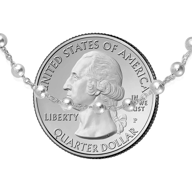 Savlano 925 Sterling Silver Italian Solid Bead Chain Cross &