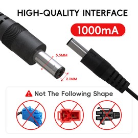 YunTopKids 12V Battery Charger for Kids Electric Ride On Toys,12 Volt 1000mA Charger for Best Choice Products SUV/Kid Trax Dynacraft Toy Car,12V Universal Round Hole Power Supply Adapter