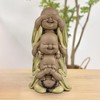 Zen'Light Statue of 3 Laughing Buddhas - See Nothing -