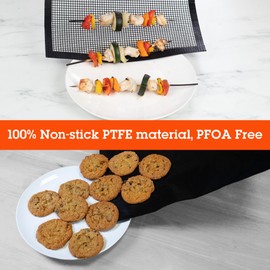 Grilling Mesh & Mat Combo Pack (13.25"x18" ea)- Heavy Duty 100% Non-Stick Reusable BBQ Grilling Sheets 2 Pack - Use in Outdoor Grill & Indoor Oven - Heat Safe up to 500° F -Great Grilling Gift for Men