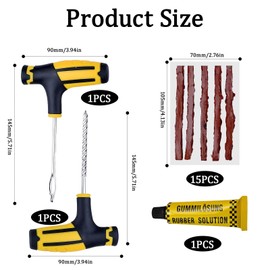 18Pcs Tyre Repair Kit, Vehicle-Specific Tire Repair Kit, Emergency Tool for Heavy-Duty Vehicle Puncture Repair, for Cars Motorcycles Recreational Vehicles All-Terrain Vehicles SUV Trucks Lawn Mowers