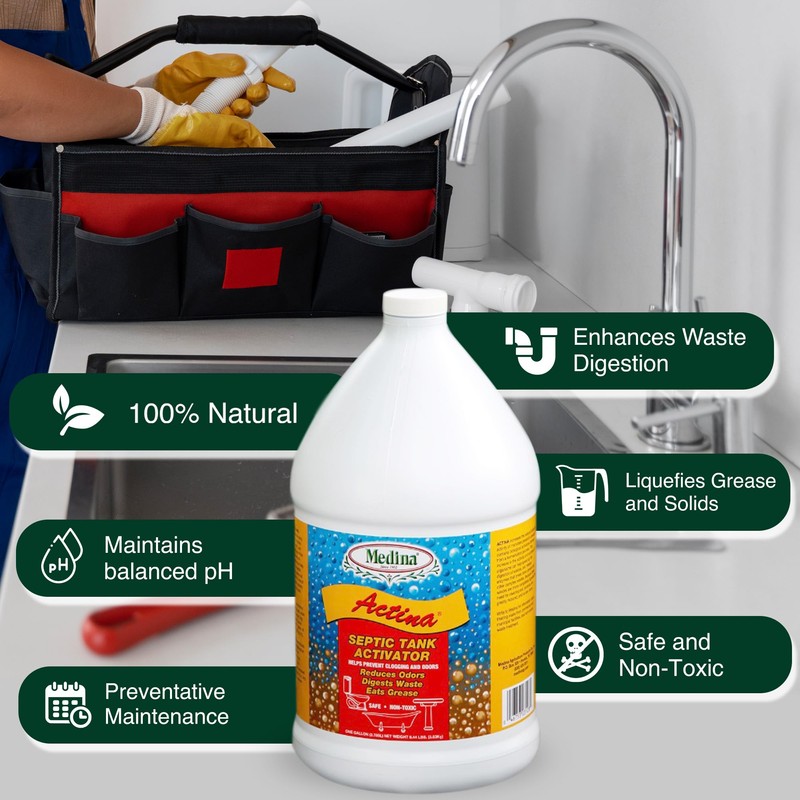 Medina Actina Toilet Clog Remover - Natural Sink Drain Cleaner