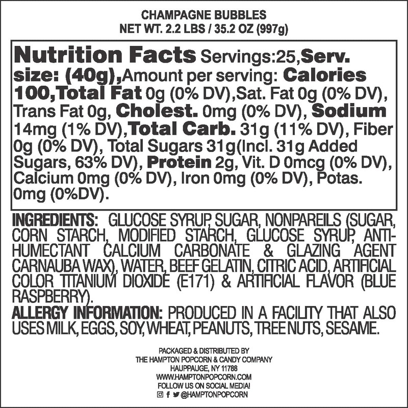 Champagne Bubbles, White Candy Gummies, Non-Alcoholic, The Hampton Popcorn &