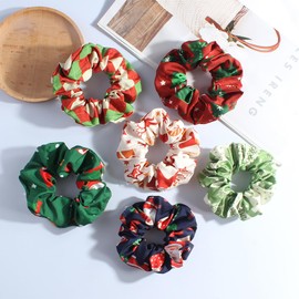 WRBAJIS 6Pcs Christmas Hair Ties Snowflake Christmas Tree Hair Scrunchies Elastics Soft Hair Bands Ponytail Holders Hair Accessories for Women Girls Festival Holiday Xmas Party Supplies