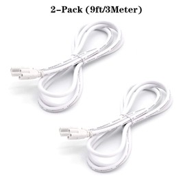 T5 T8 Extension Cords, 9ft Connector Cord, 3-Prong Extended Power Cable for Integrated LED Tube Light, Single LED Shop Garage Light Fixture, Under Cabinet Lights (Pack of 2)