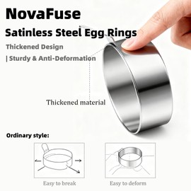 NovaFuse Set of 4 Fried Egg Moulds, Stainless Steel Egg Rings, Omelette Mould, Pancake Mould