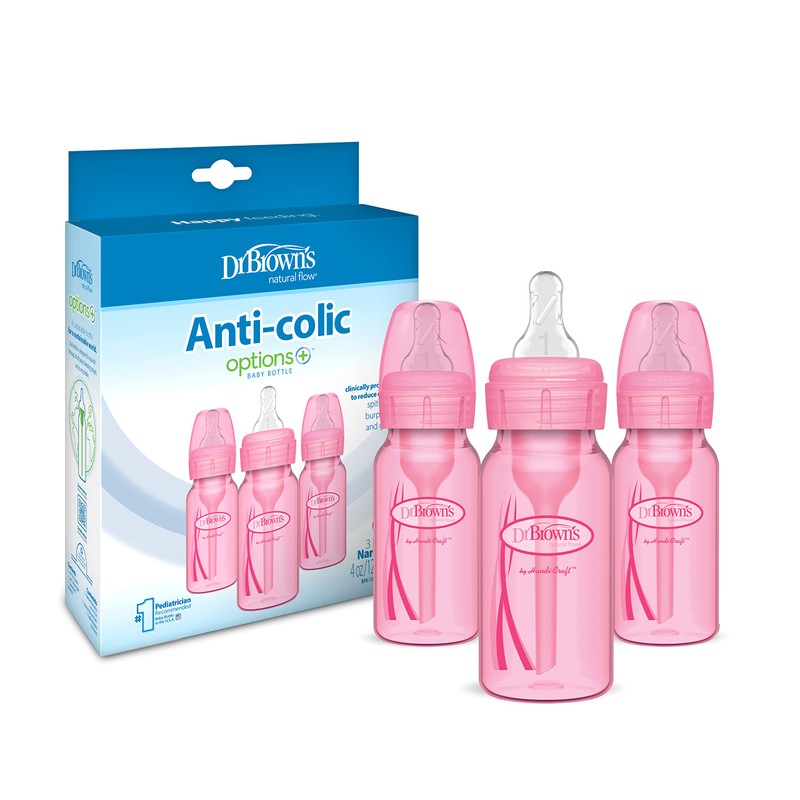 Dr. Brown's Anti-Colic Options+ Baby Bottles, 4 oz/120 mL, with