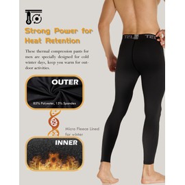 4 Pack Men's Thermal Compression Pants Fleece Lined Sports Tights Athletic Leggings Cold Weather Baselayer Winter Gear L