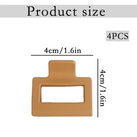Tabanzhe Small Claw Clips-4PCS Square Matte Non-slip Hair Clip for Women Girls 4 Colors Strong Hold Durable Hairstyle Accessories for Thick Thin Fine Long Hair