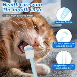 CUECOMER 2 PCS Cat & Dog Toothbrush,360 Degree Soft Silicone, Independent Packaging,Oral Hygiene,Cat Dental Care,Cleaning Brushes for Dog Cat Oral Dental Health,Pink