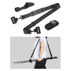 Realure Shoulder Strap for Fishing Rods with Rod Protector, Adjustable Length 77-137 cm Nylon Elastic Rod Straps, Walk, Bikes, Motorcycles for Fishing Rod Transport, Black