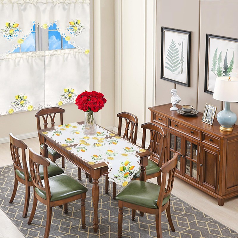 Simhomsen Embroidered Lemon Table Runners, Table Decors for Spring and