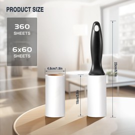 Vinabo Lint Roller, 6 Rolls with 60 Sheets Each + 1 Dispenser, Lint Roller Clothing, Extra Sticky Lint Roller Pet Hair Remover, Lint Roller for Clothing, Dust, Hair and Pet Hair on Clothes and