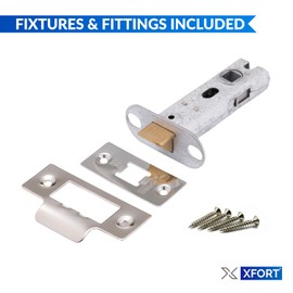 XFORT Tubular Latch, Polished Chrome, Tubular Door Latch for Internal Wooden Doors, (2 Pack, 75mm)