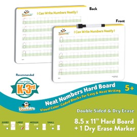 Channie’s Visual Dry Erase Neat Numbers Hard Board for Pre-K, Kindergarten & Elementary School Students, Handwriting Practice
