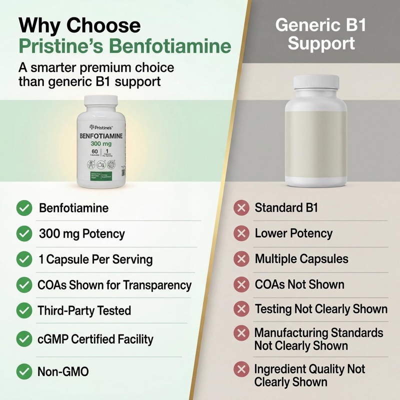 PRISTINE'S Benfotiamine 300mg High Bioavailability Nerve Support Supplement - 60
