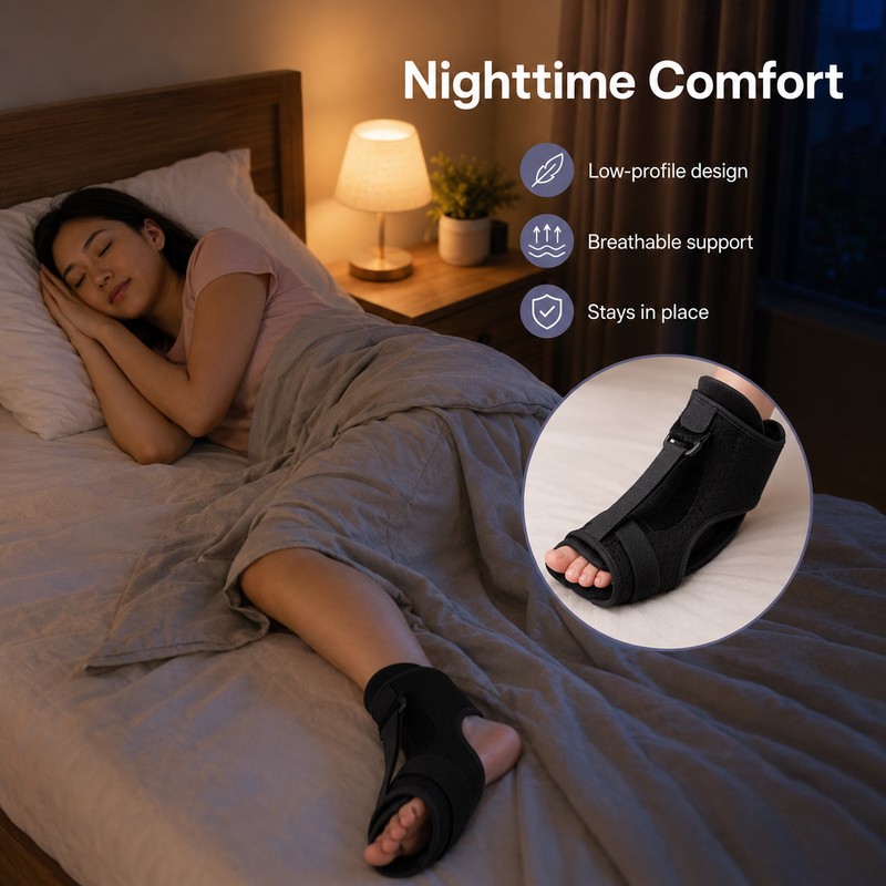 Adjustable Plantar Fasciitis Night Splint, Soft Foot Stretching Support Brace